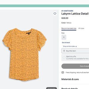 Brand New Yellow Blouse Stitch Fix